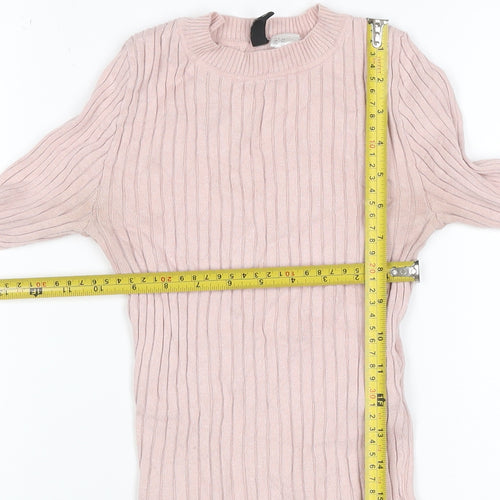 MOTF Women’s Pink XS Ribbed Stretch Knit Pullover Jumper