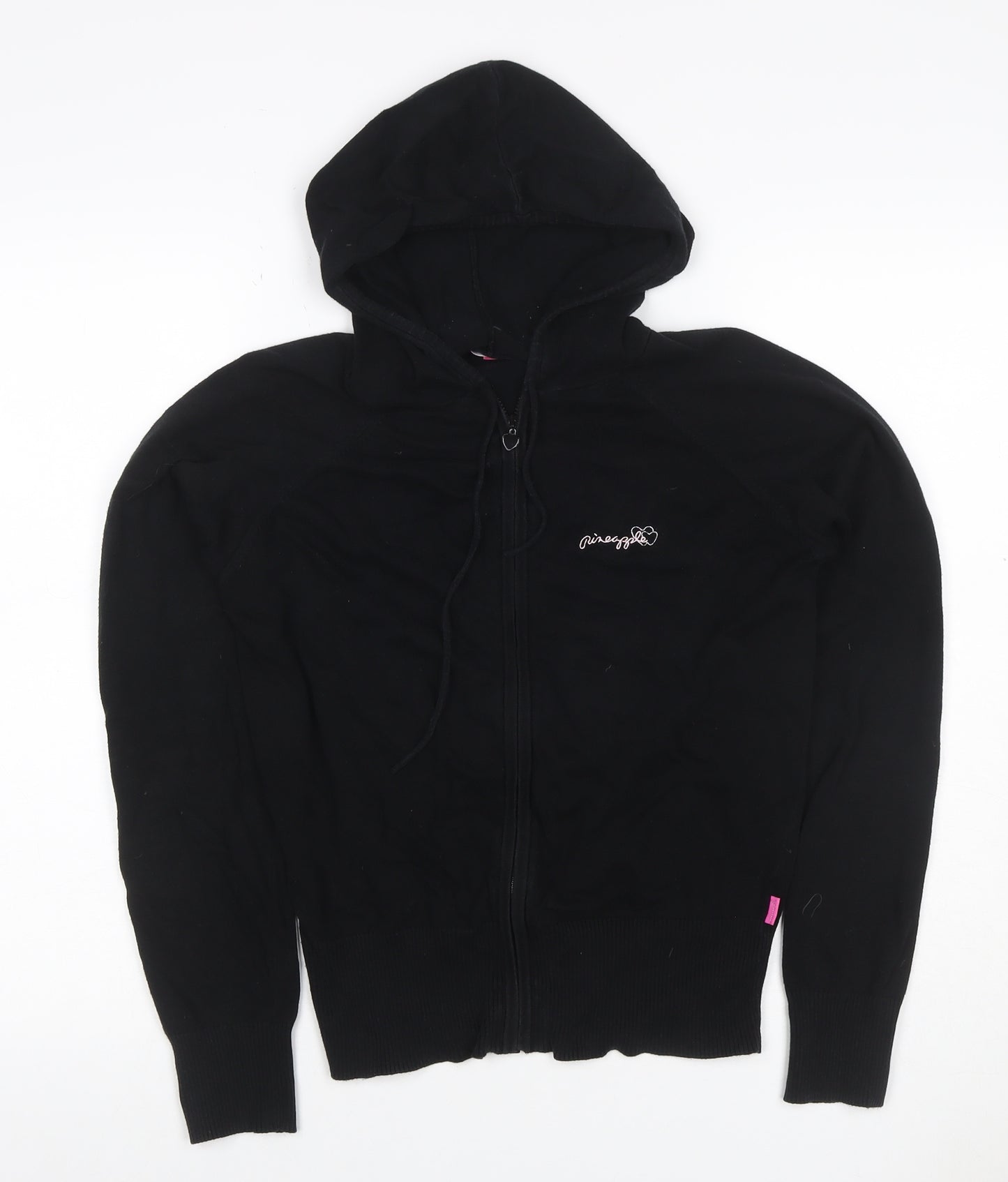 Pineapple Women Black Size 14 Full Zip Hooded Logo Hoodie