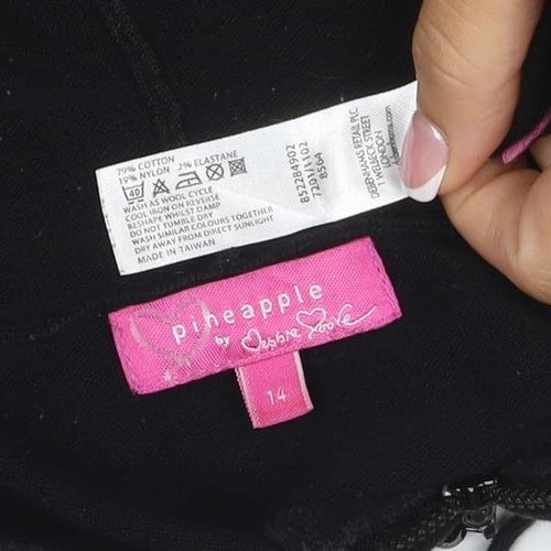 Pineapple Women Black Size 14 Full Zip Hooded Logo Hoodie