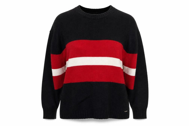 Hollister Women’s XS Black Red White Stripe Crew Neck Knit Jumper