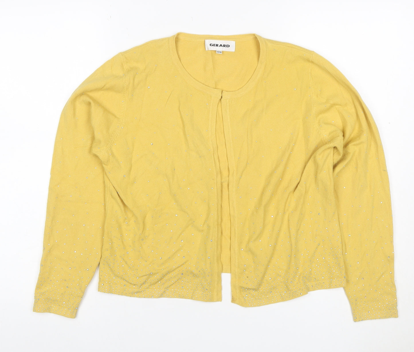 Gerard Women’s Yellow Rhinestone Knit Cardigan Size 12/14