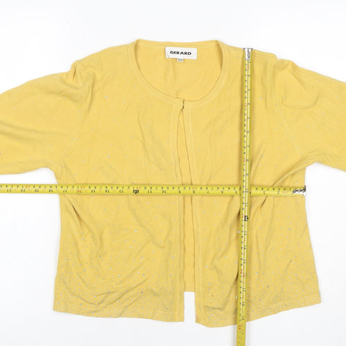 Gerard Women’s Yellow Rhinestone Knit Cardigan Size 12/14