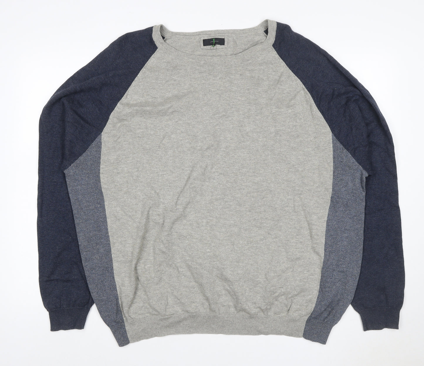 Jasper Conran Men’s Grey & Blue Cotton Knit Pullover Jumper 2XL