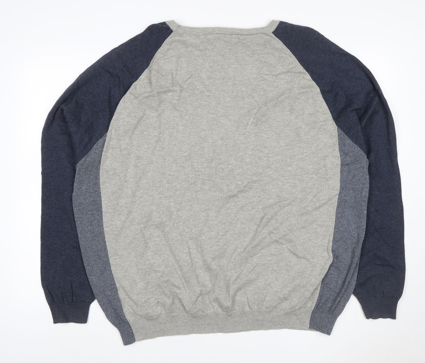 Jasper Conran Men’s Grey & Blue Cotton Knit Pullover Jumper 2XL