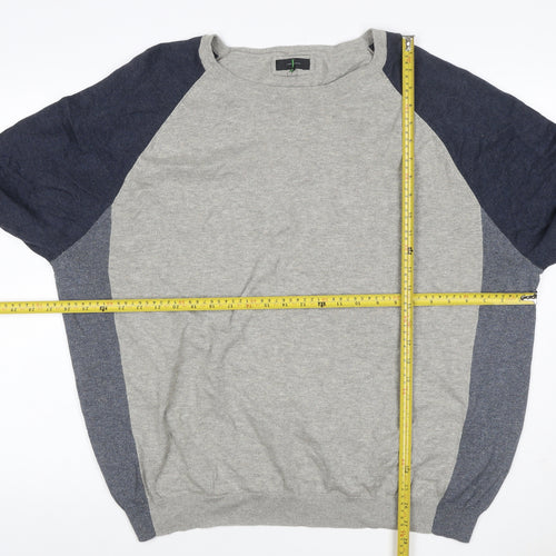 Jasper Conran Men’s Grey & Blue Cotton Knit Pullover Jumper 2XL