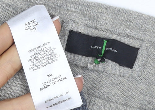 Jasper Conran Men’s Grey & Blue Cotton Knit Pullover Jumper 2XL