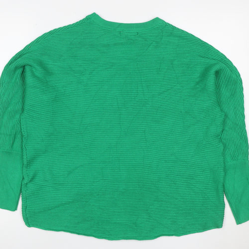 Quiz Women’s Green M Ribbed Knit Balloon Sleeve Jewel Button Jumper