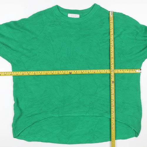 Quiz Women’s Green M Ribbed Knit Balloon Sleeve Jewel Button Jumper