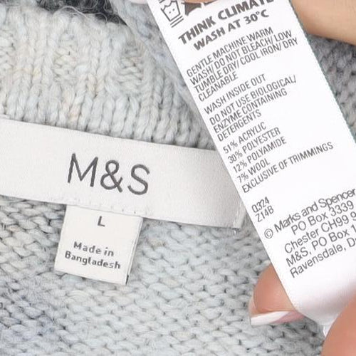 Marks and Spencer Women Blue Leopard Print Knit Cardigan Size L
