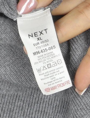 Next Women Grey XL Star Print Wool Blend Knit Pullover Jumper