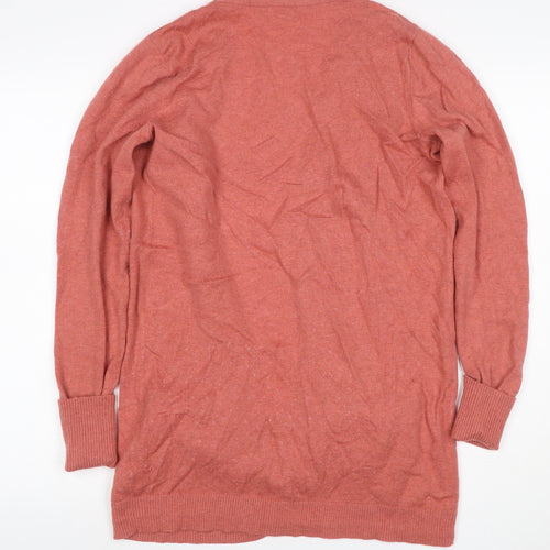 Fat Face Women Pink Wool Cashmere Open Cardigan UK 10 Long Sleeve