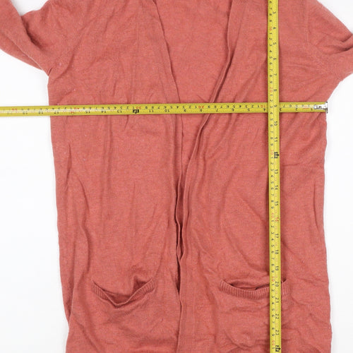 Fat Face Women Pink Wool Cashmere Open Cardigan UK 10 Long Sleeve