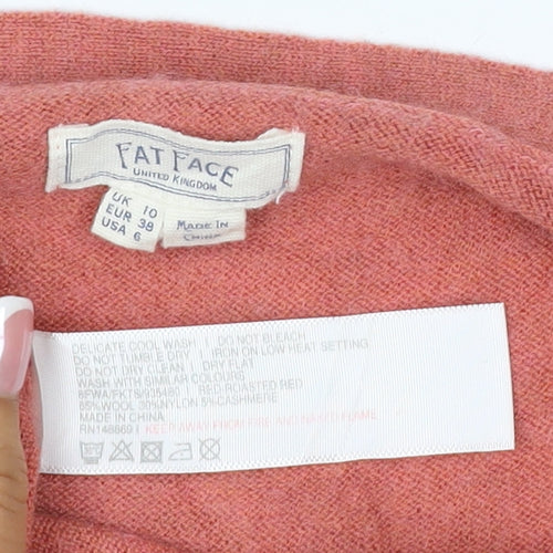 Fat Face Women Pink Wool Cashmere Open Cardigan UK 10 Long Sleeve