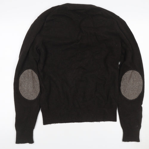 Tommy Hilfiger Men’s Black L V-Neck Cotton Blend Elbow Patch Jumper