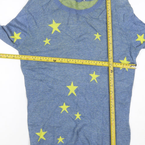 Hush Women’s Blue Yellow Star Knit Pullover Jumper Size S