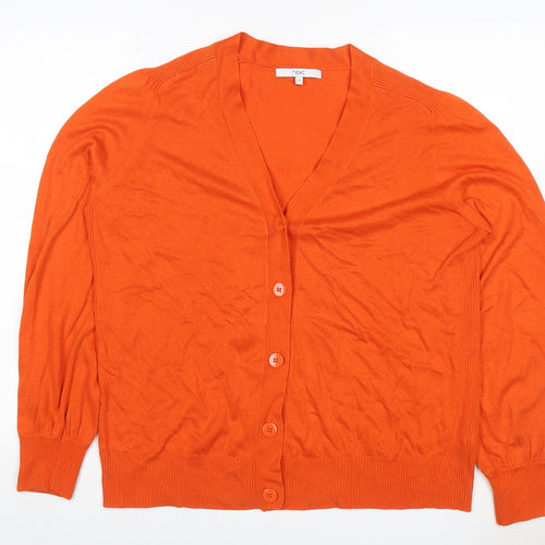 Next Women Orange UK 18 V-Neck Button Long Sleeve Modal Cardigan