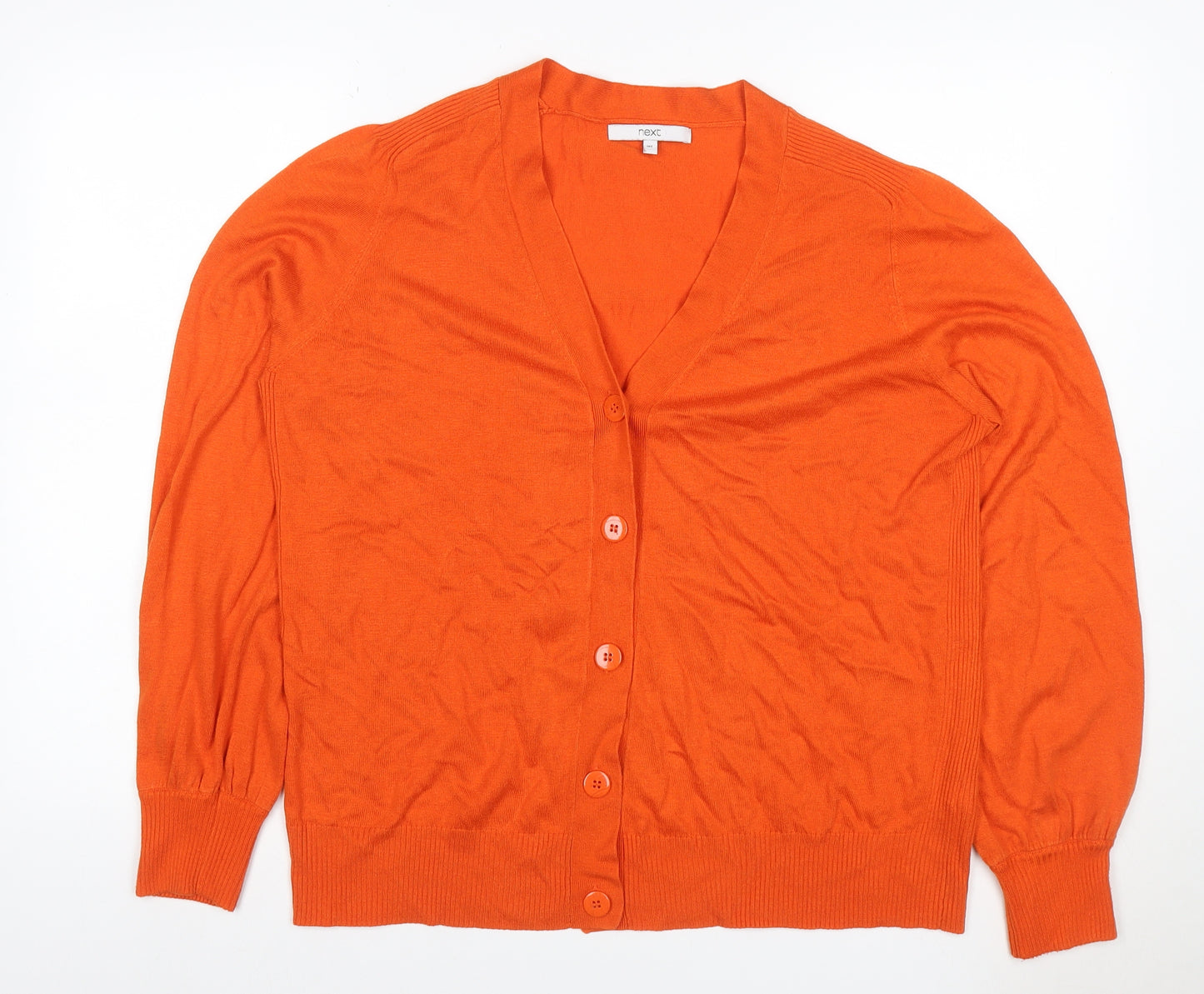 Next Women Orange UK 18 V-Neck Button Long Sleeve Modal Cardigan