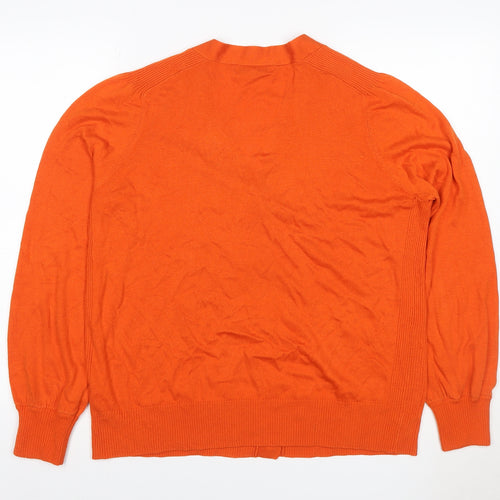Next Women Orange UK 18 V-Neck Button Long Sleeve Modal Cardigan