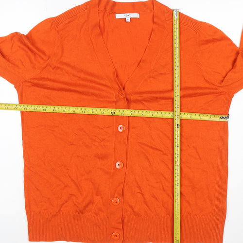 Next Women Orange UK 18 V-Neck Button Long Sleeve Modal Cardigan
