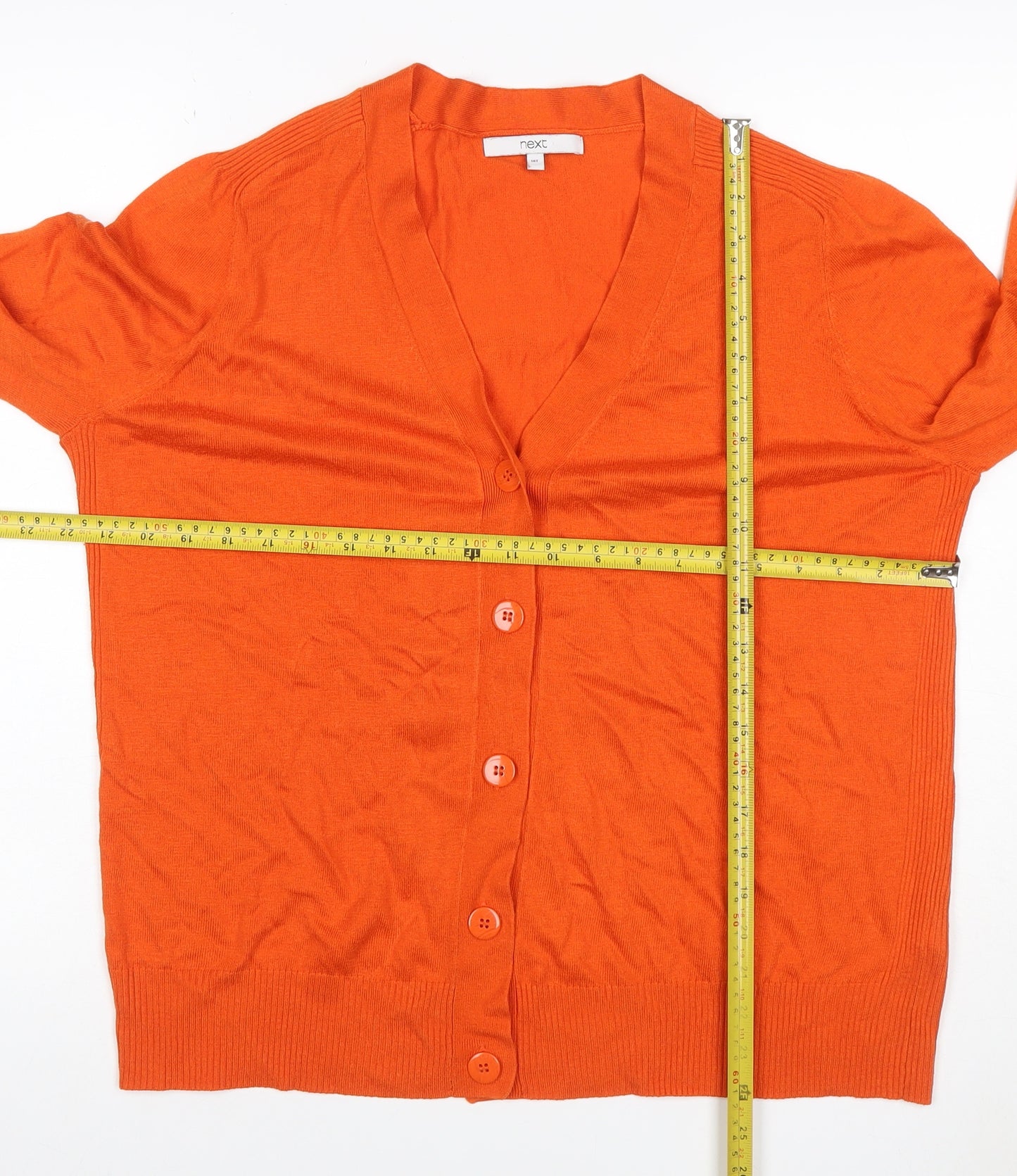 Next Women Orange UK 18 V-Neck Button Long Sleeve Modal Cardigan