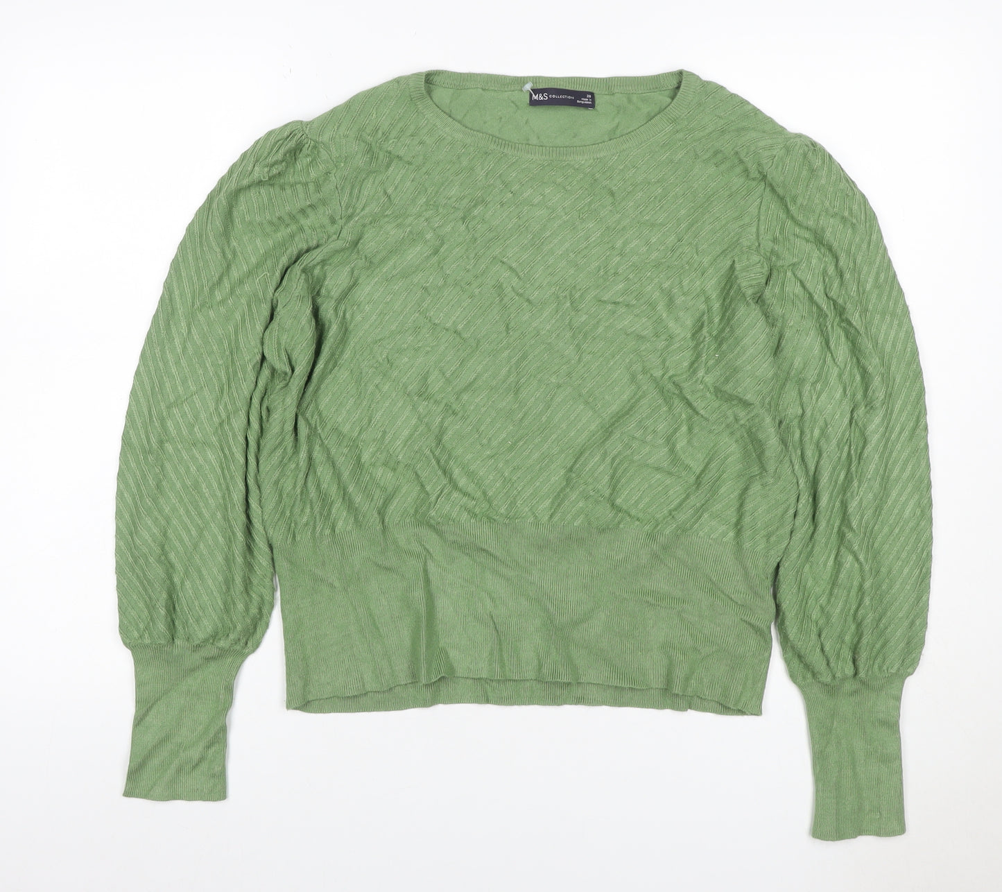 Marks and Spencer Women’s Green Size 20 Cable Knit Cotton Jumper