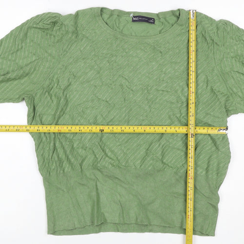 Marks and Spencer Women’s Green Size 20 Cable Knit Cotton Jumper