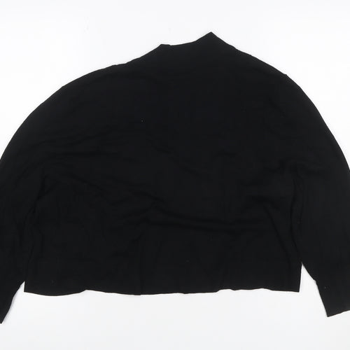 Wallis Women Black L Open V-Neck Knit Cardigan Button Cuffs