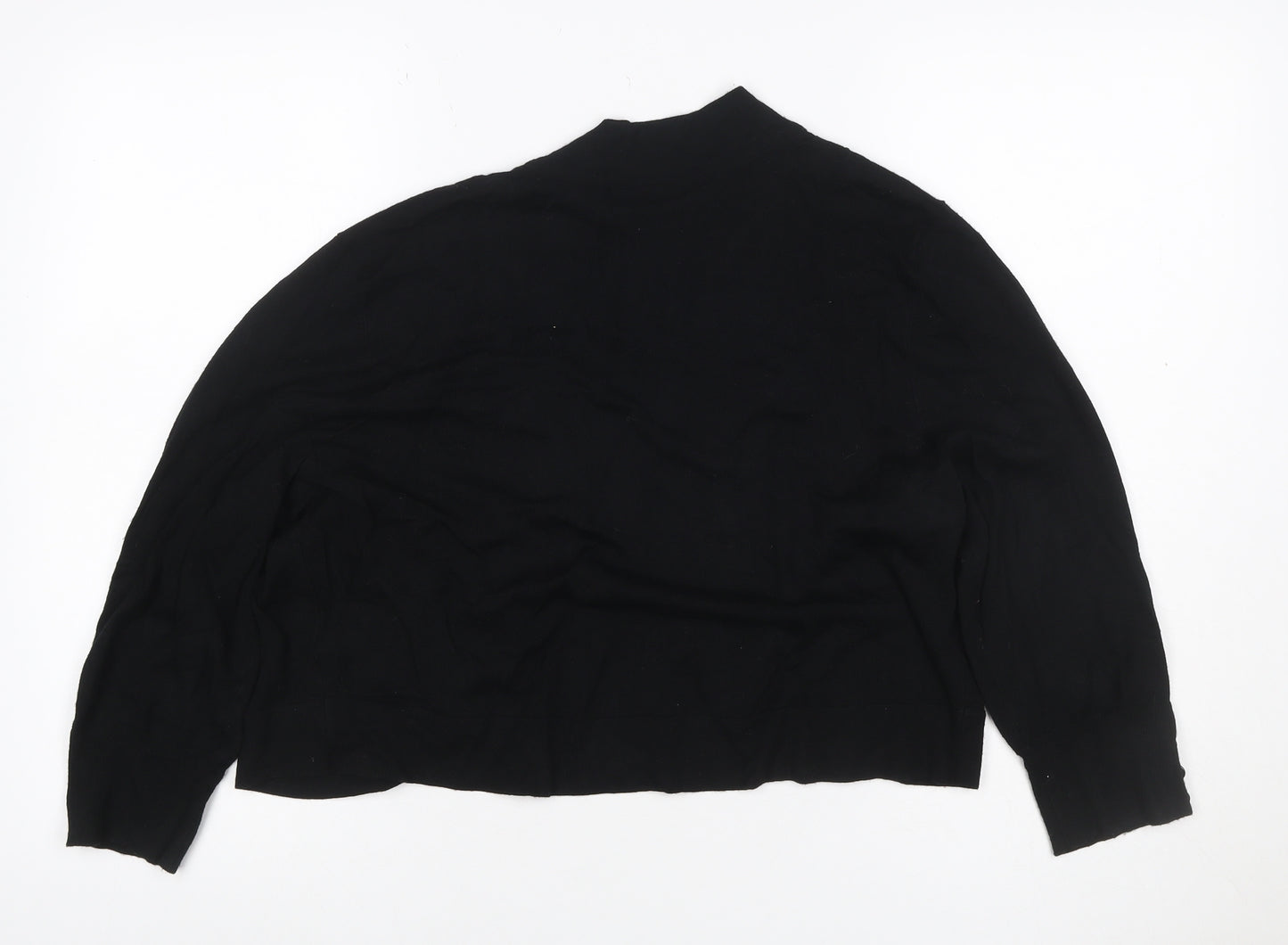 Wallis Women Black L Open V-Neck Knit Cardigan Button Cuffs