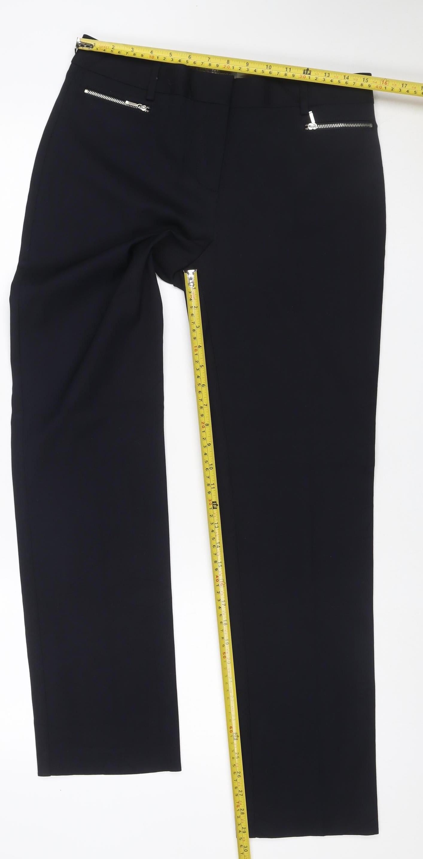 Marks & Spencer Women’s Navy Size 12 Straight Leg Zip Pocket Trousers