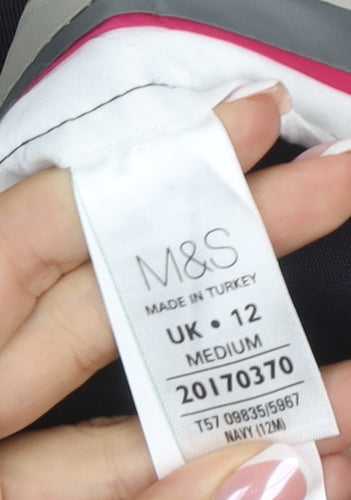 Marks & Spencer Women’s Navy Size 12 Straight Leg Zip Pocket Trousers