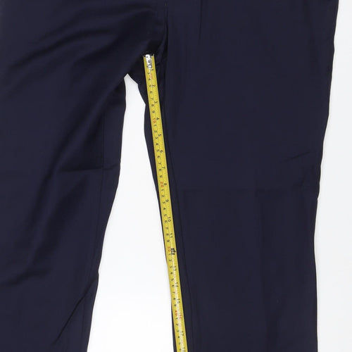 Simon Carter Men’s Navy 36S Wool Straight Dress Trousers