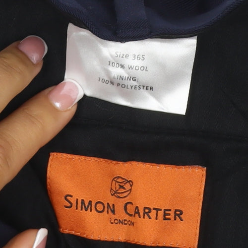 Simon Carter Men’s Navy 36S Wool Straight Dress Trousers