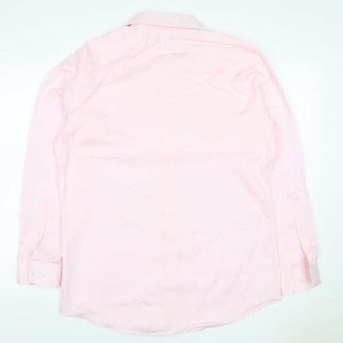 John Lewis Men Pink 16in Tailored Fit Cotton Long Sleeve Formal Shirt