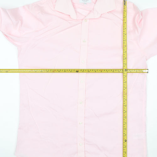 John Lewis Men Pink 16in Tailored Fit Cotton Long Sleeve Formal Shirt