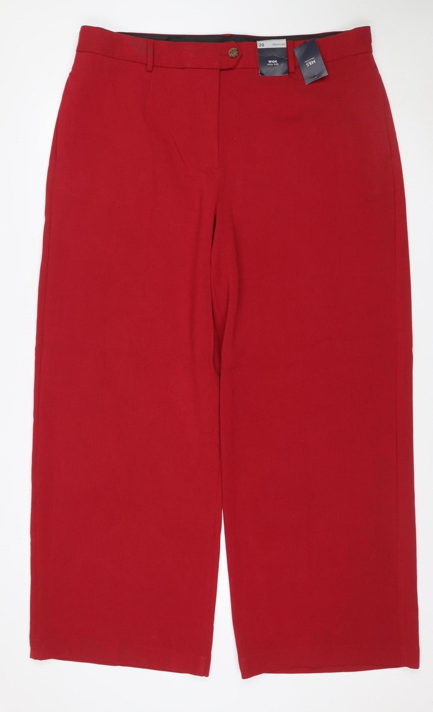 Marks & Spencer Women’s Red Size 20 Regular Wide Leg Trousers
