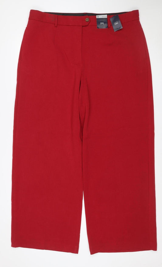 Marks & Spencer Women’s Red Size 20 Regular Wide Leg Trousers