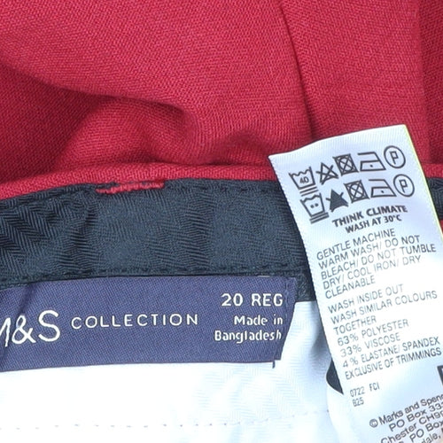 Marks & Spencer Women’s Red Size 20 Regular Wide Leg Trousers
