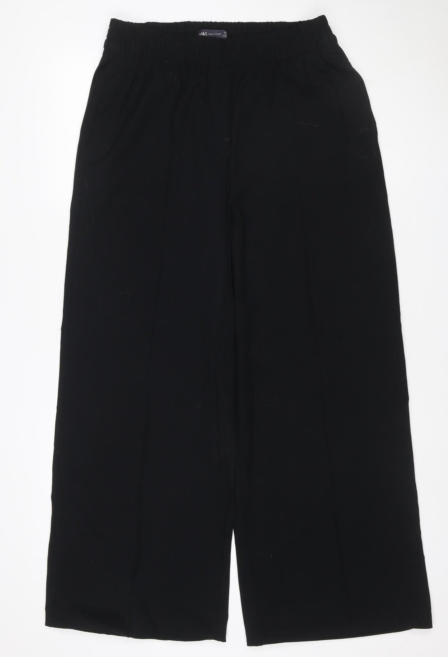 M&S Women’s Black Size 12 Elastic Waist Straight Work Trousers