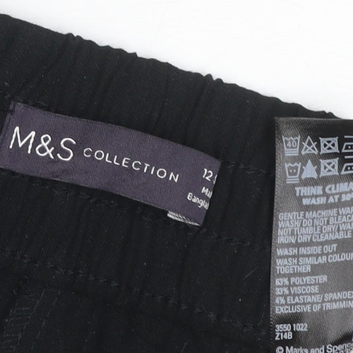 M&S Women’s Black Size 12 Elastic Waist Straight Work Trousers