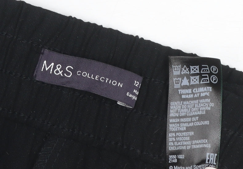 M&S Women’s Black Size 12 Elastic Waist Straight Work Trousers