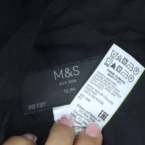 Marks & Spencer Men’s Black 30/31 Slim Fit Dress Trousers