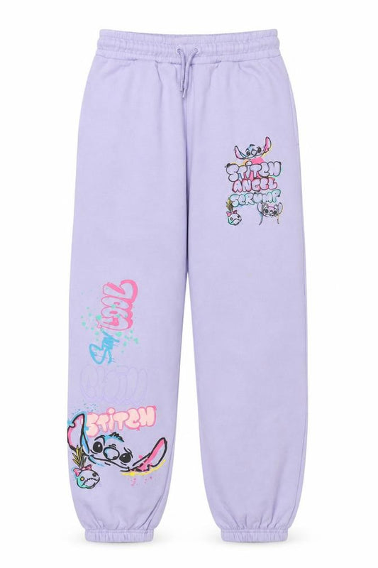 Front view of Primark Disney Stitch girls’ purple sweatpants 11-12 years jogger