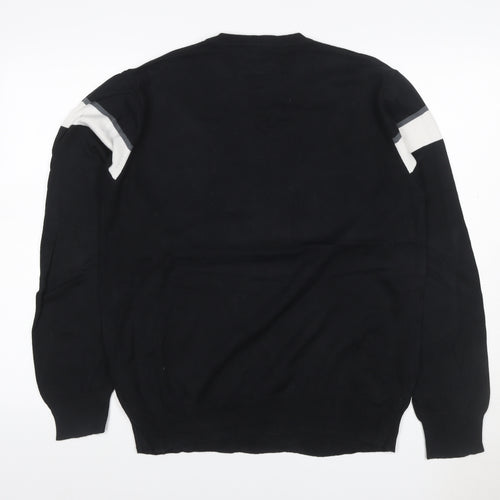 Ben Sherman Men's Black M Cotton Striped Crew Neck Pullover Jumper