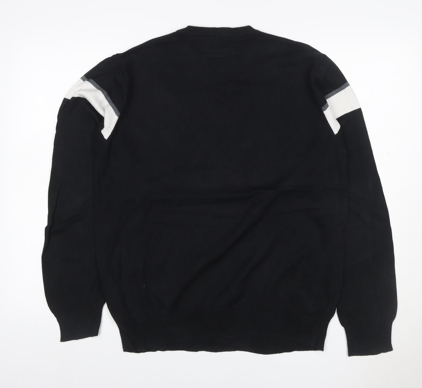 Ben Sherman Men's Black M Cotton Striped Crew Neck Pullover Jumper