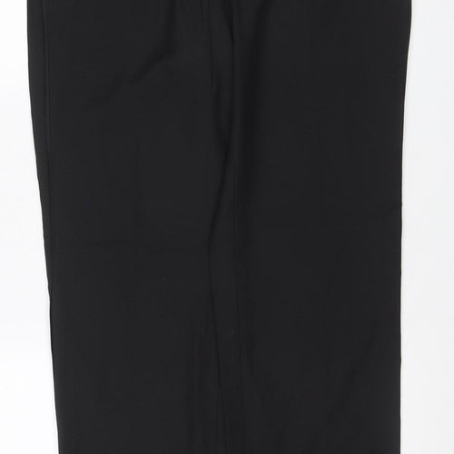 Marks and Spencer Men Black 36 33 Flat Front Straight Dress Trousers