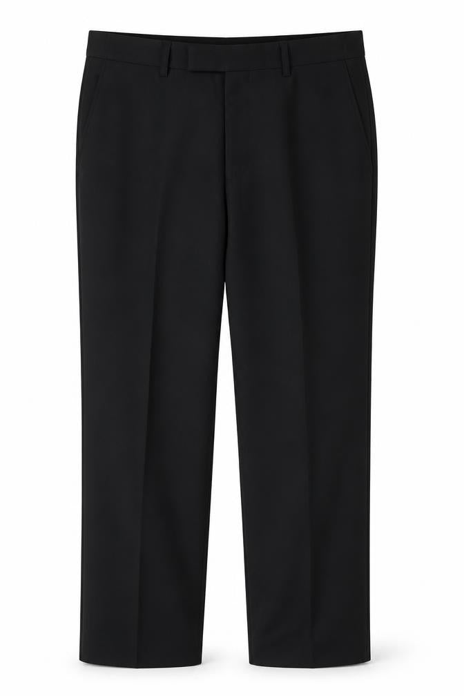 Marks and Spencer Men Black 36 33 Flat Front Straight Dress Trousers