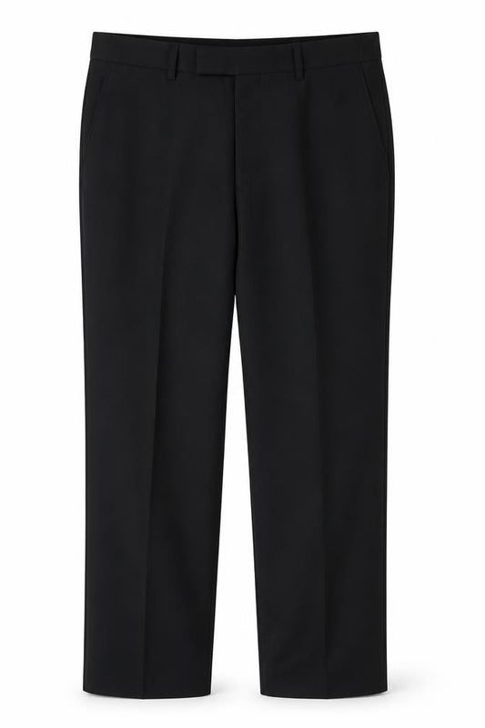 Marks and Spencer Men Black 36 33 Flat Front Straight Dress Trousers