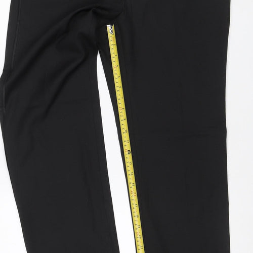 Marks and Spencer Men Black 36 33 Flat Front Straight Dress Trousers
