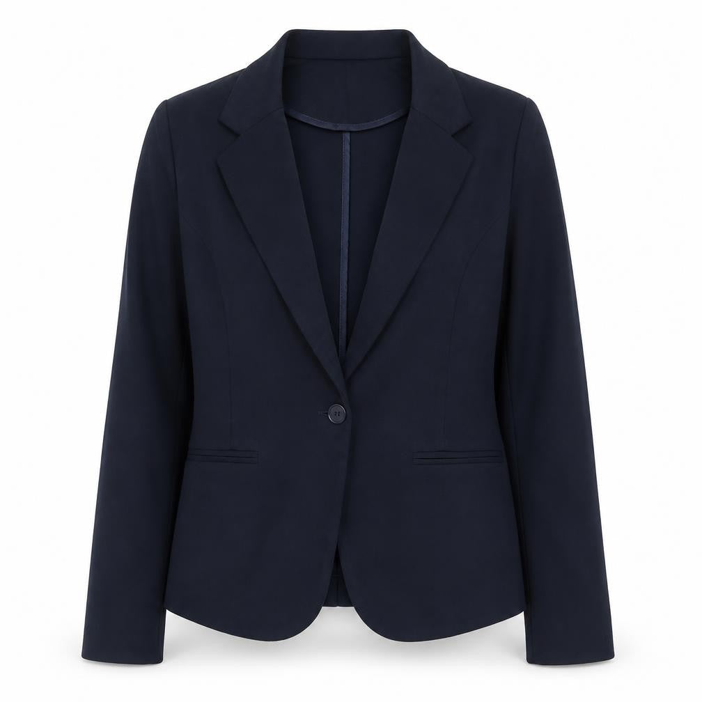 ICHI Women Blue L Single-Breasted Stretch Blazer Business Jacket