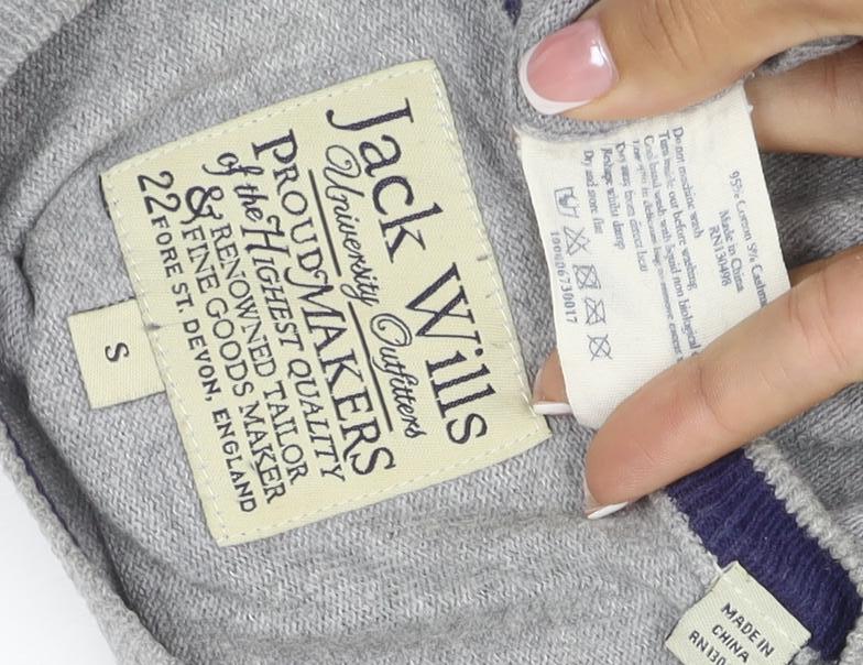 Jack Wills Men's Grey S Cotton Cashmere Crew Neck Logo Jumper